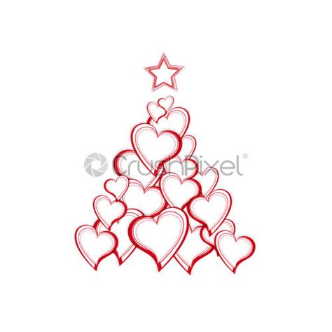 Vector Christmas Tree With Hearts Stock Vector 35578 Crushpixel