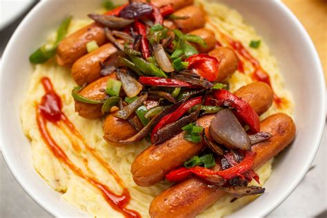 Pan Seared Chicken Franks With Creamy Mashed Potatoes The Best