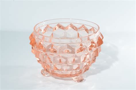 Jeannette Glass Pink Depression Glass Cube Cubist Powder Jar 3 Etsy