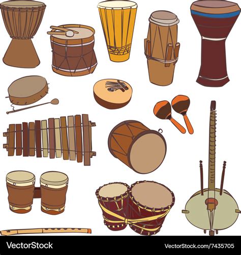 African Traditional Musical Instruments Royalty Free Vector
