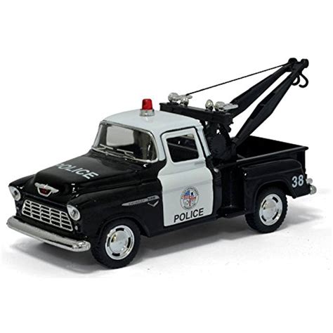 1955 Chevy Stepside Pick Up Police Tow Truck Diecast Model 132 Scale