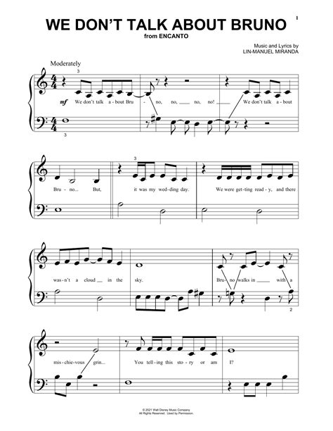 We Dont Talk About Bruno From Encanto Sheet Music Lin Manuel