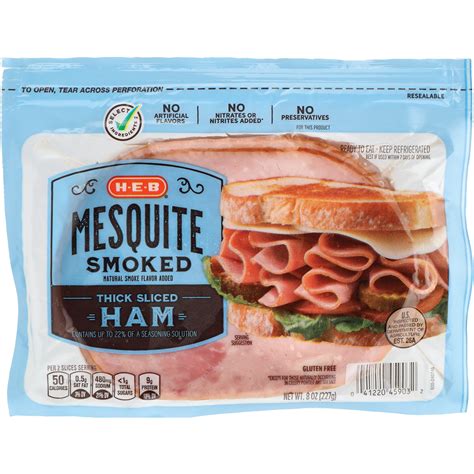 H E B Select Ingredients Mesquite Thick Sliced Smoked Ham Shop Meat At H E B