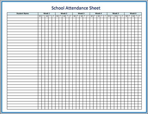 School Attendance Sheet Template Word Templates