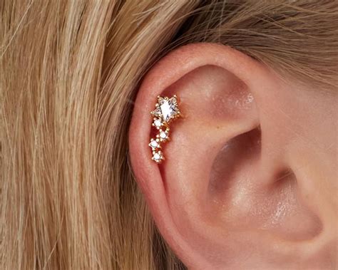 20G Helix Star Stud Piercing Cartilage Stud Earrings In 925 Etsy