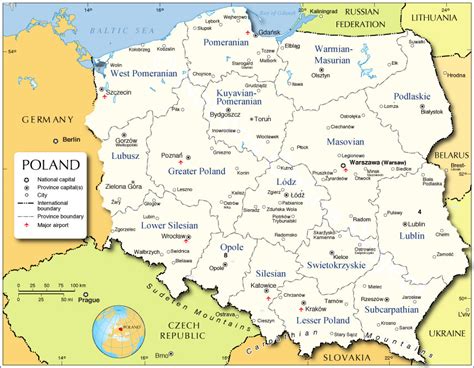 Administrative Map Of Poland Nations Online Project