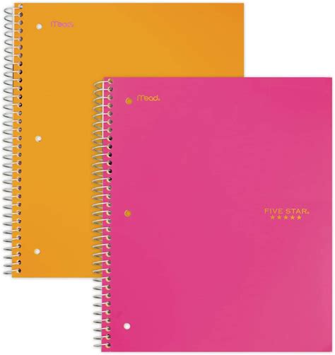 Five Star Spiral Notebooks 3 Subject Wide Ruled Paper
