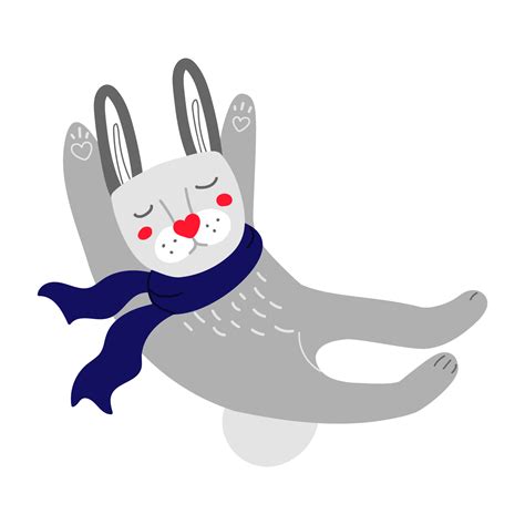 Funny Sleeping Rabbit In A Blue Scarf 9926502 Png