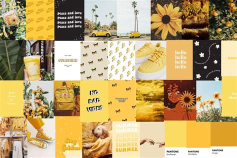 Yellow Aesthetic Wall Collage Photo Wall Collage Kit Tezza Etsy