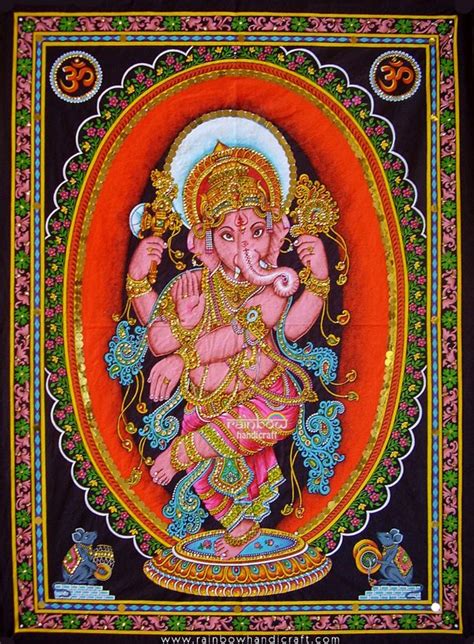 Hindu Deity Elephant God Dancing Ganesha Ganesh Sequin Wall Hanging