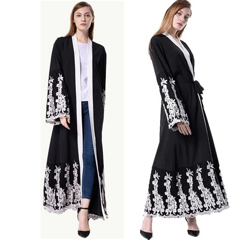 Kaftan Abaya Dubai Islam Long Lace Kimono Cardigan Muslim Hijab Dress