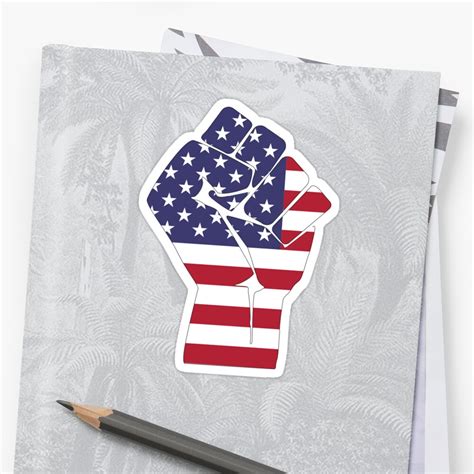 American Flag Fist Hq Stickers By Crucible2020 Redbubble
