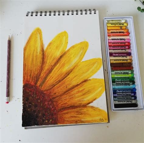 Sunflower Made With Oil Pastel Oil Pastel Drawings Easy Oil Pastel