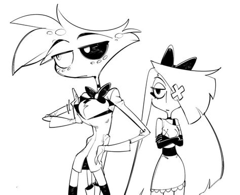 Vaggie And Angel Dust From Hazbin Hotel Coloring Page Download Print Or Color Online For Free
