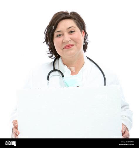 Charismatic Doctor Holding Blank Board Stock Photo Alamy
