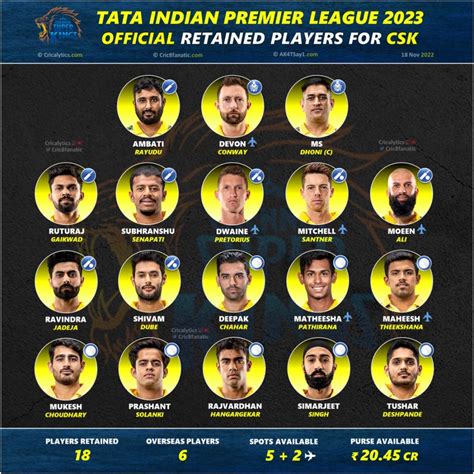 Ipl Chennai Super Kings Csk Retained Squad List