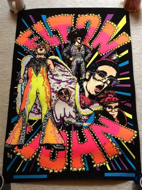 Elton John Blacklight Vintage Poster 1970s Black Light Posters