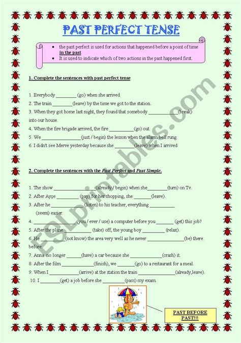 Past Perfect Tense Exercises Free Printable Past Perfect Tense Esl Porn Sex Picture