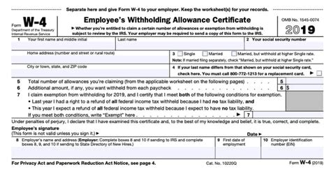 Employee Tax Forms 2020 2022 W4 Form