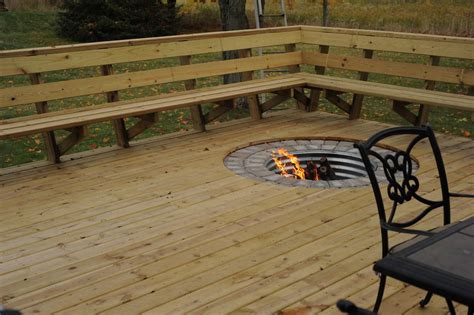 Deck With Built In Fire Pit Randd Landscape