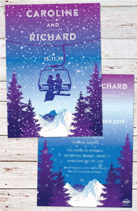 Ski Lift Theme Wedding Invitations Ski Wedding Ski Wedding