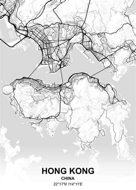 Hong Kong City Map Hong Kong Map City Map Poster Graphic Design