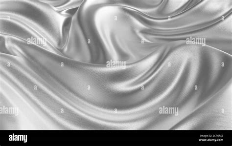 Silver Silk Wavy Fabric Abstract Background Close Up Closeup Of