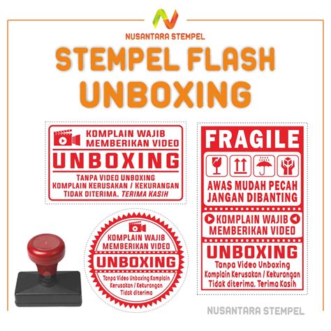 Jual Stempel Unboxing Stampel Label Fragile Packing Kardus Cap Dus