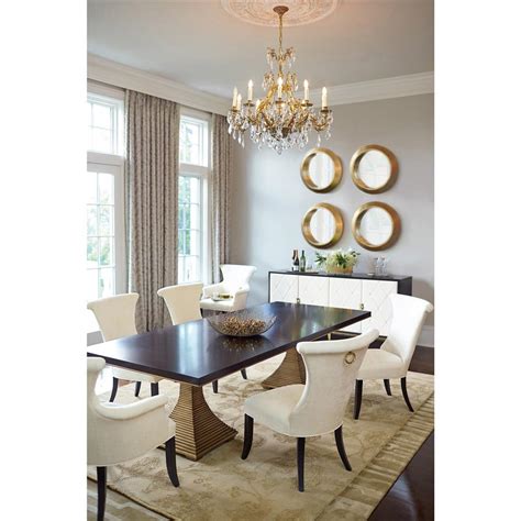 Feminine and polished, this dining table is a lovely modern addition to your dining space. Crawford Regency Terrace Gold Pedestal Wood Dining Table ...