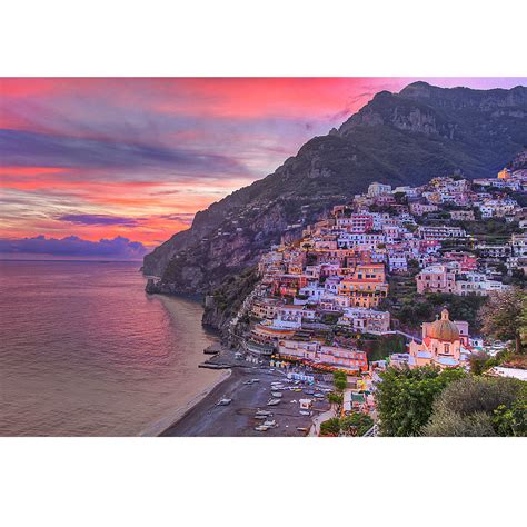 Positano Italy Sunset Amalfi Coast Mediterranean