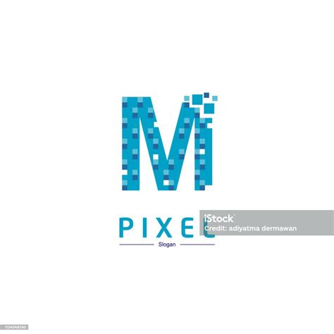 Letter M Pixel Symbol For Technology Company Stock Illustration