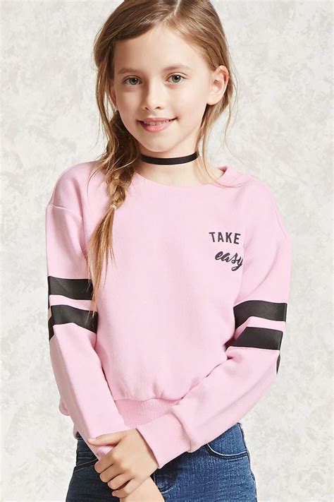 Forever 21 Girls A Knit Sweatshirt Featuring A Take It Easy Front