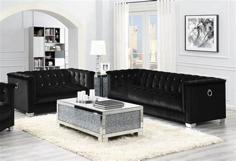 The Chaviano Black Velvet Living Room Collection Living Room Sets