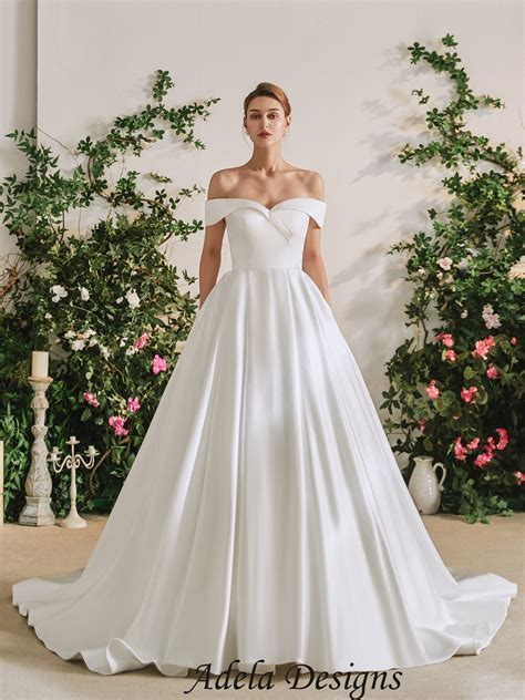 Off The Shoulder Satin Wedding Dress Dresses Images 2022