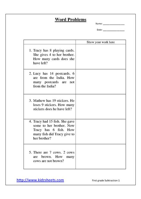 Drawing the details of a problem will help them build this skill. 12 Best Images of 1st Grade Subtraction Word Problems ...