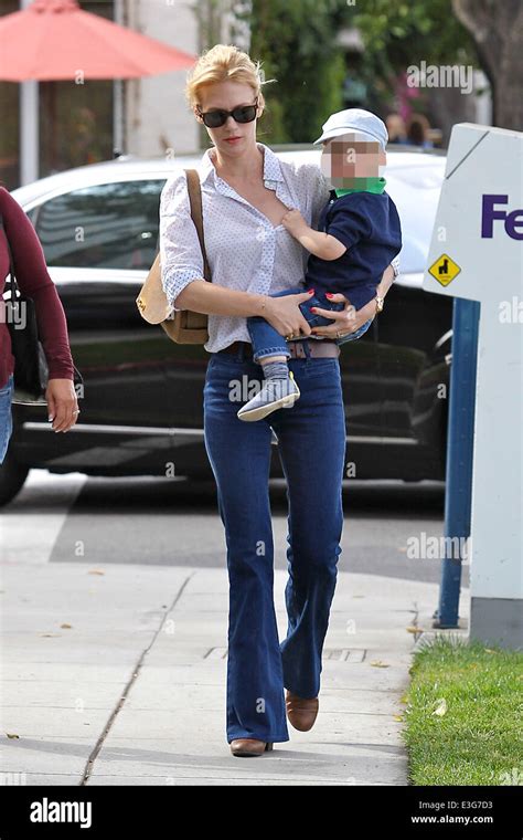 January Jones Takes Her Son Xander To Have Hair Cut In Beverly Hills Featuring January Jones