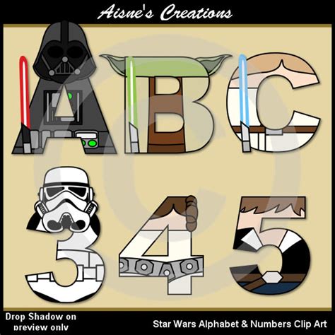 Star Wars Alphabet Letters And Numbers Clip Art Graphics Etsy