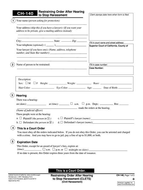 Harassment Restraining Order Fill Out And Sign Printable Free