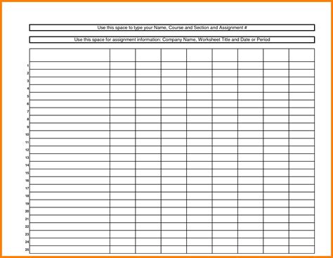 Free Spreadsheets To Print For Blank Spreadsheet To Print Free Roster Template For Teachers Free