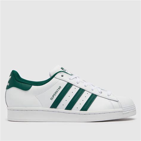 Mens White And Green Adidas Superstar Trainers Schuh