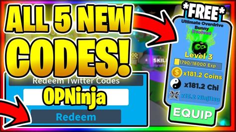 All 5 New Secret Op Working Codes Roblox Ninja Legends November