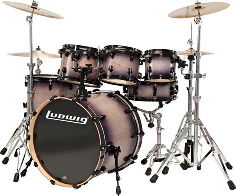 Ludwig Element Lacquer 6 Piece Fusion Shell Pack Black Burst Quilium