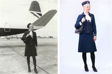 denise van outen models vintage british airways air hostess uniform