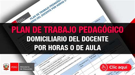 Plan De Trabajo Pedagógico Domiciliario Del Docente Ministerio De