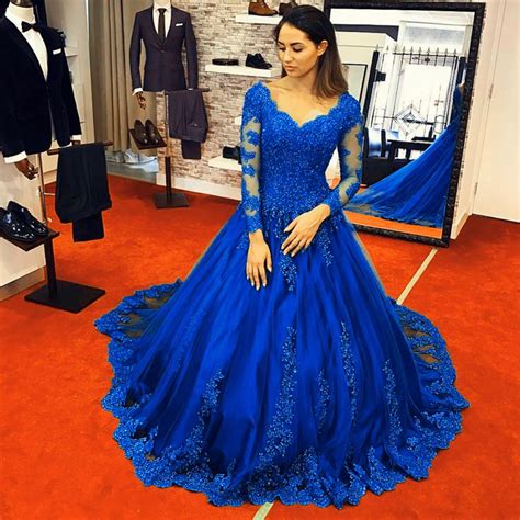 Here are the best plus size royal blue. Vintage Royal Blue Wedding Dresses Lace Long Sleeves Ball ...