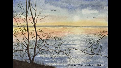 How To Paint A Seascape With Reflections In Watercolor Sunset