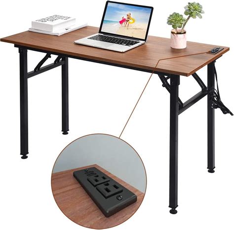 Frylr Small Folding Writing Desk With Usb Ports And Power Plugs 315x15