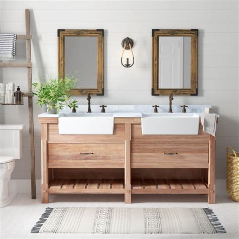 Double bathroom vanities feature all the beauty of single sink vanities, but with twice the storage space and sinks! Reeves 72" Double Bathroom Vanity Set & Reviews | Birch Lane