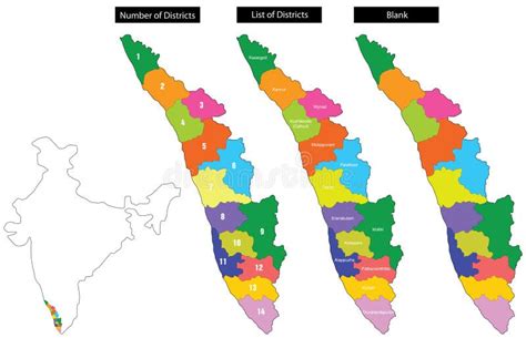 Map Of Kerala With Districts Stock Photography Image