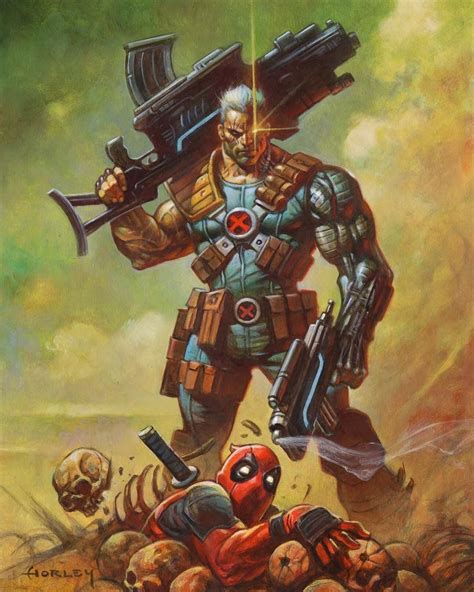 Cable And Deadpool By Alex Horley Marvel Comics Art Deadpool Art